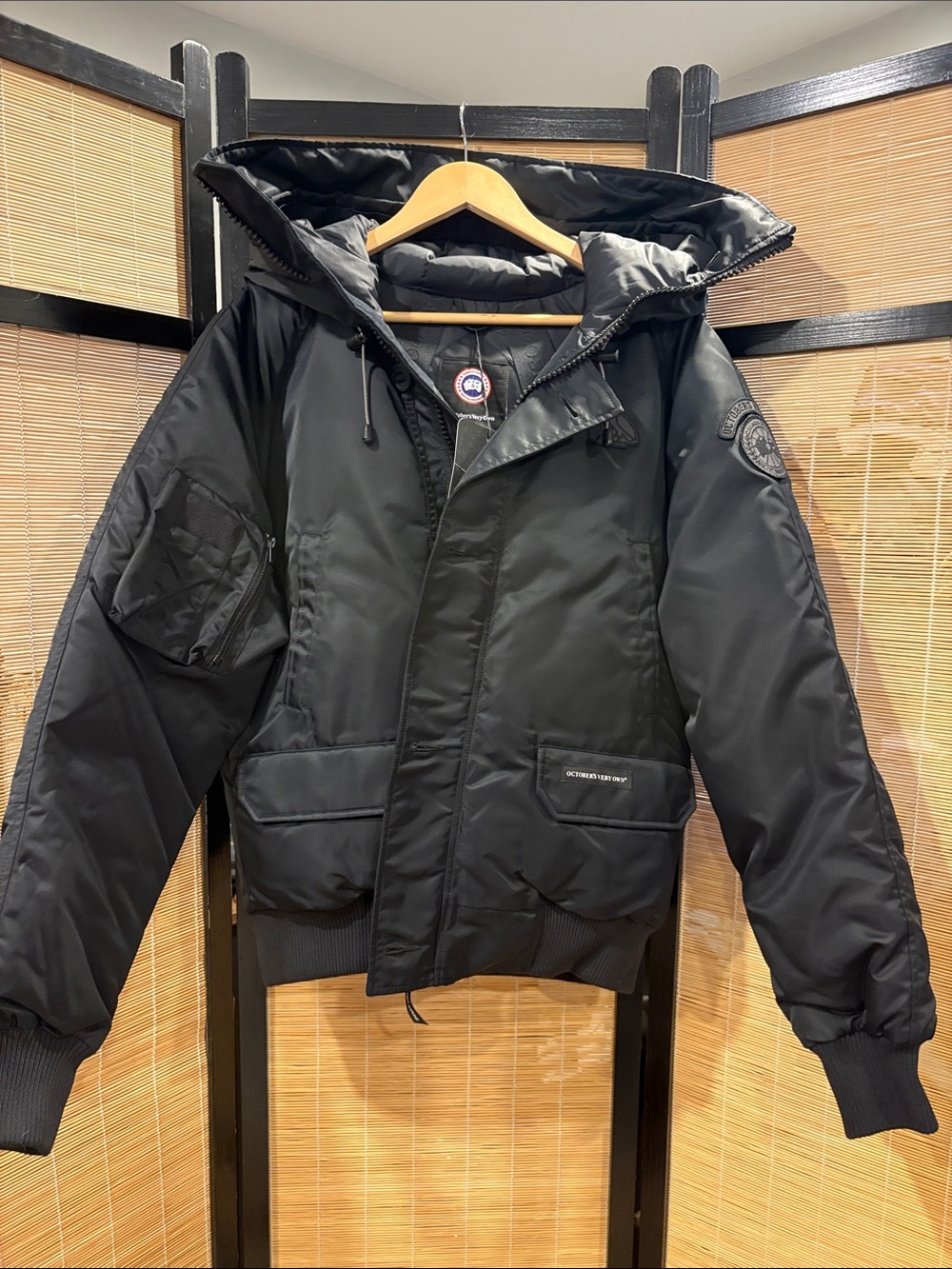 Limited edition Canada Goose October’s Very Own Black Hooded Bomber Jacket